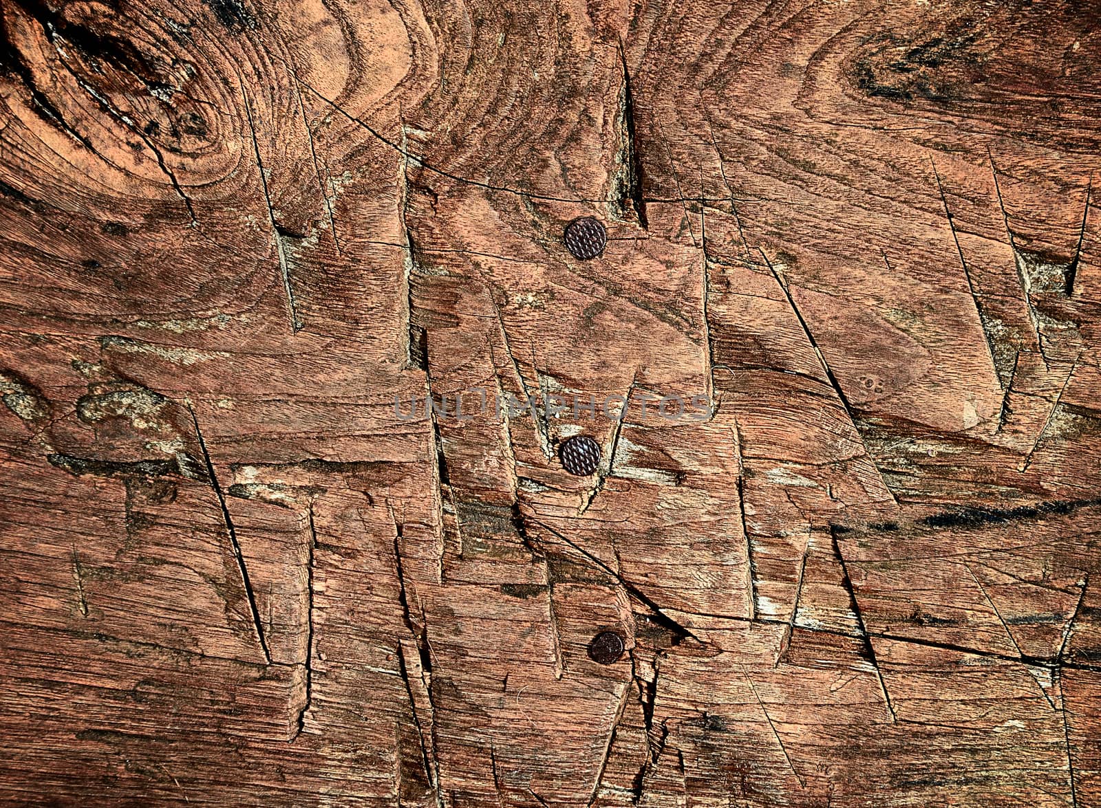 Wooden texture with incision and nail