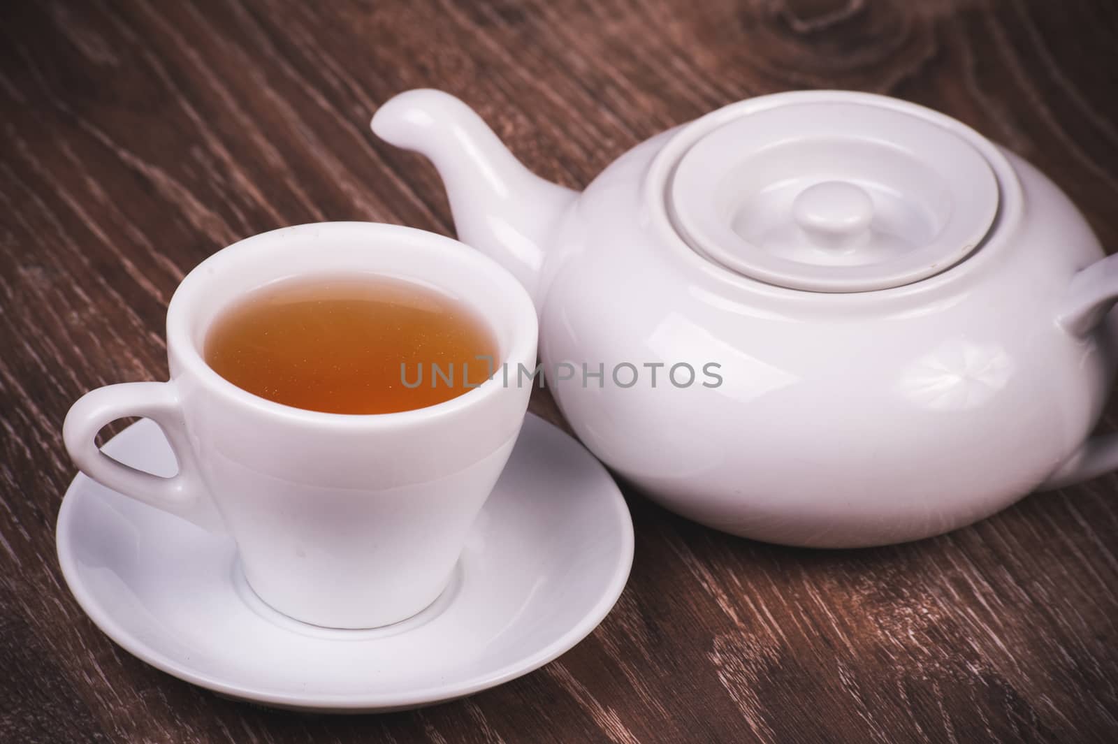 black tea set with cup  and tea pot 