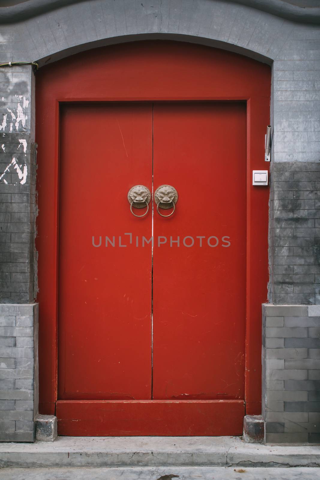 Chinese antique door in Beijing Hutong