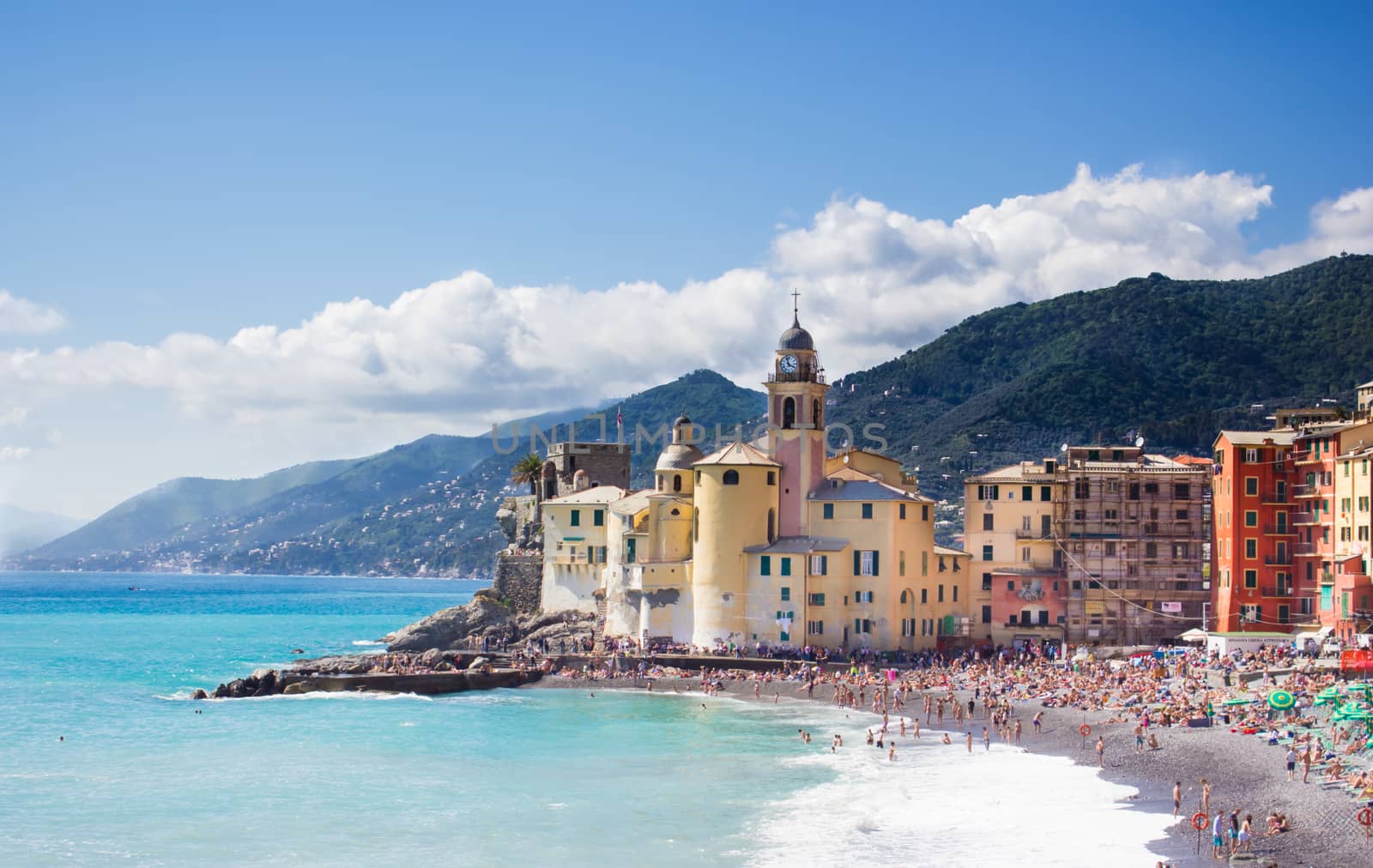 The town of Camogli on the banks of the Ligurian coast in Italy
