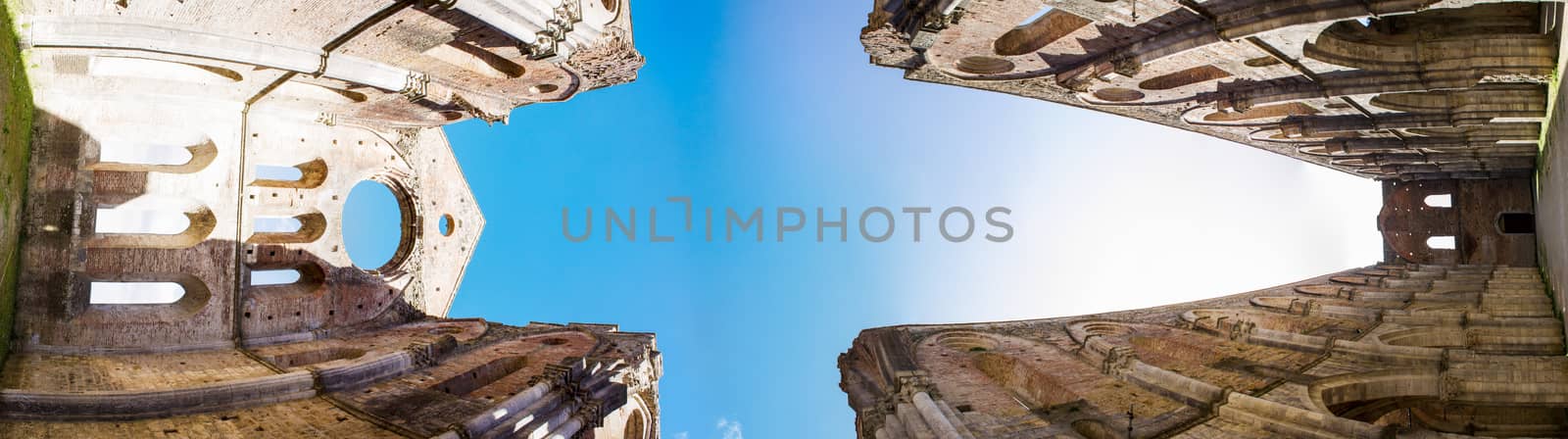 Abbey of San Galgano in the countryside of Siena in Tosacna