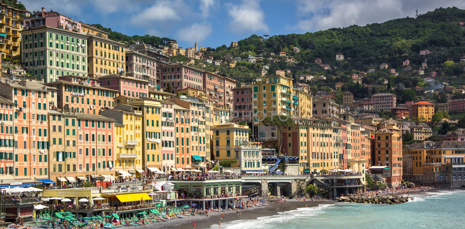 The town of Camogli on the banks of the Ligurian coast in Italy