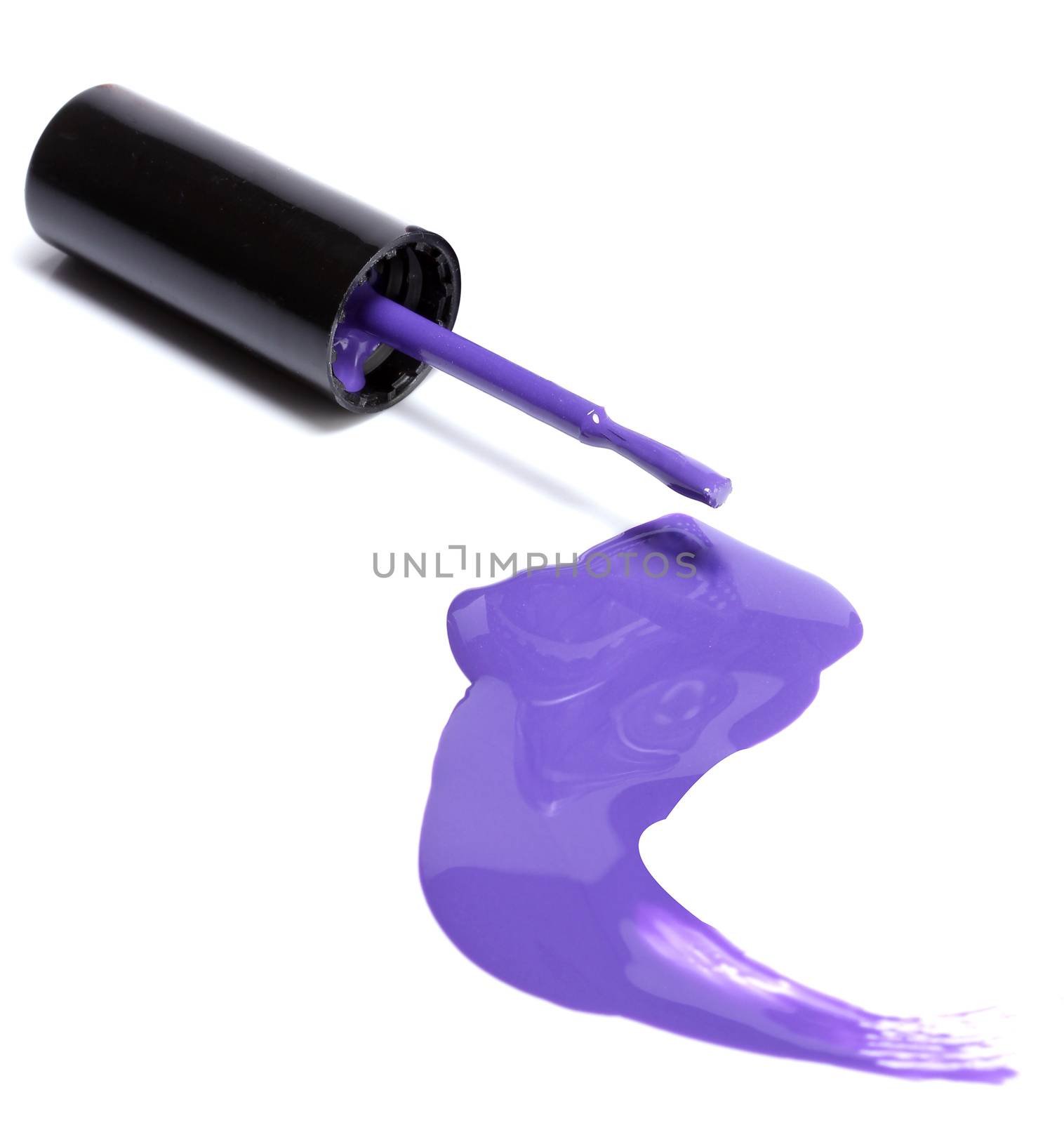 Violet nail polish spilled on white  by Erdosain