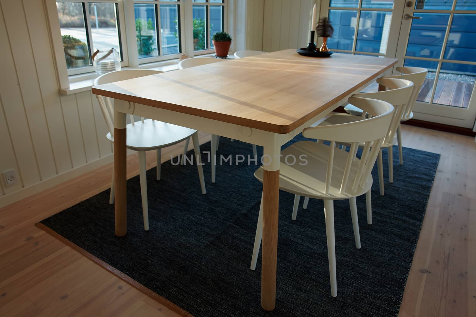 Modern dining room Danish Scandinavian trendy clean lines  interior design