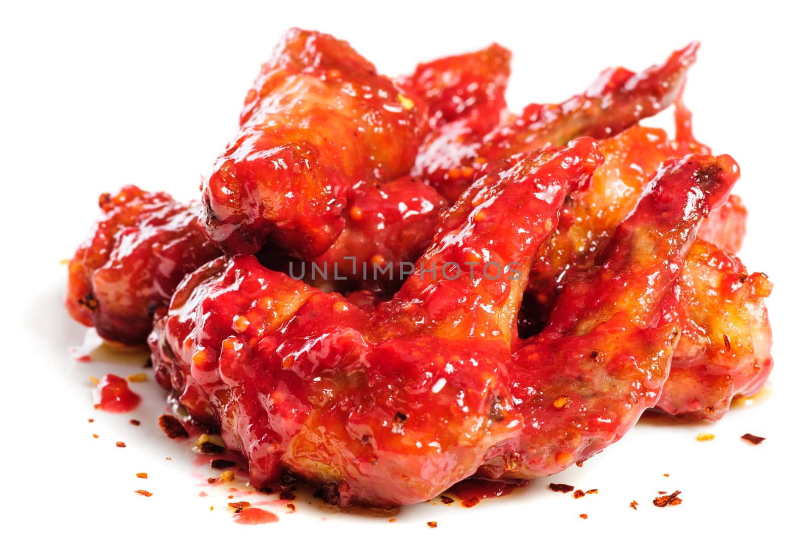 grilled chicken wings in hot raspberry sauce