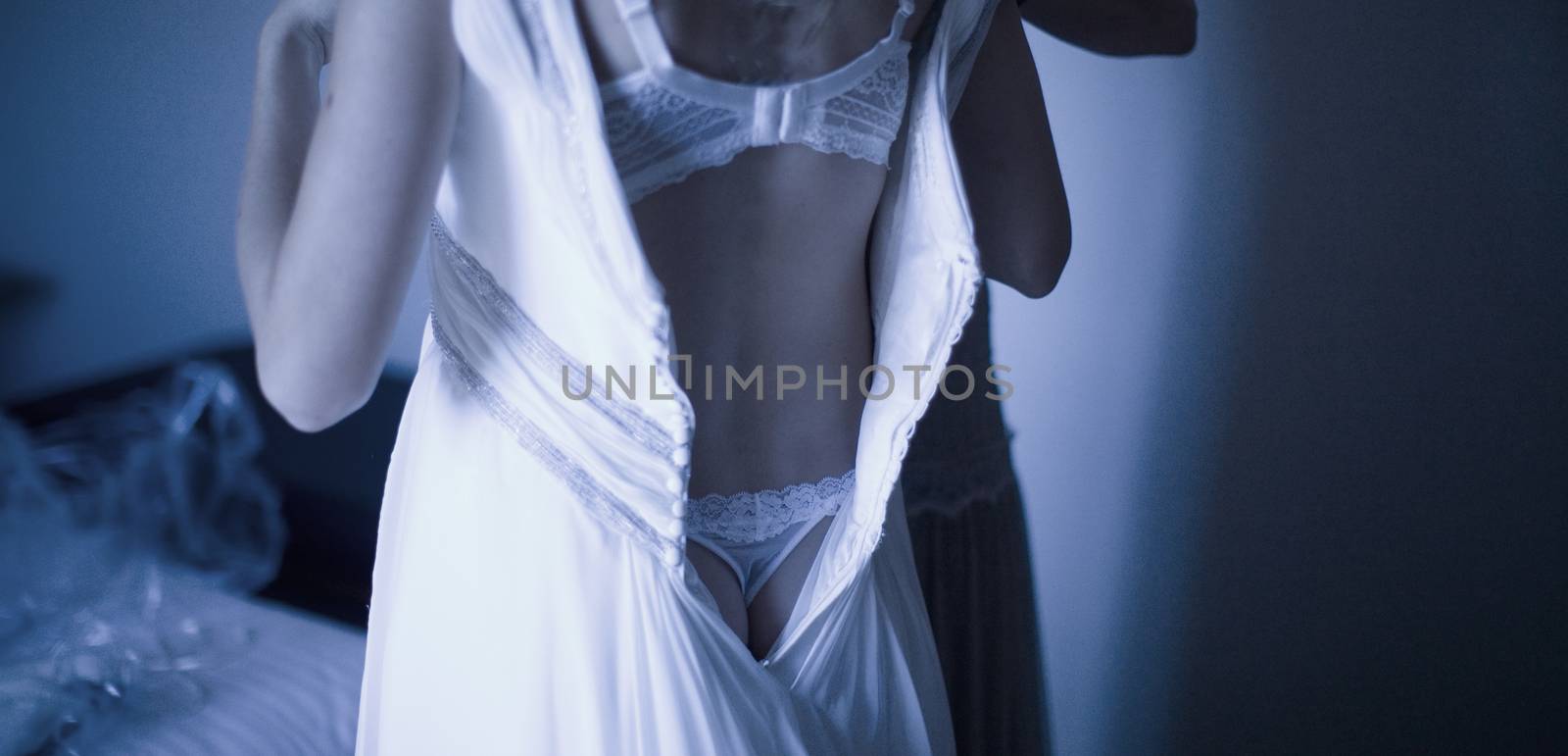 Bride in wedding dressing underwear lingerie by edwardolive