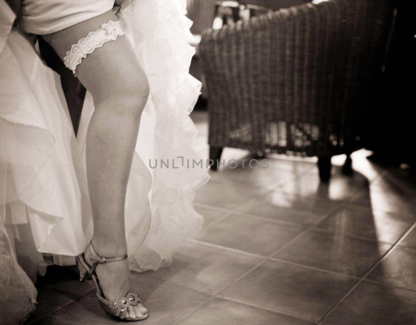 Bride in garter belt stockings by edwardolive