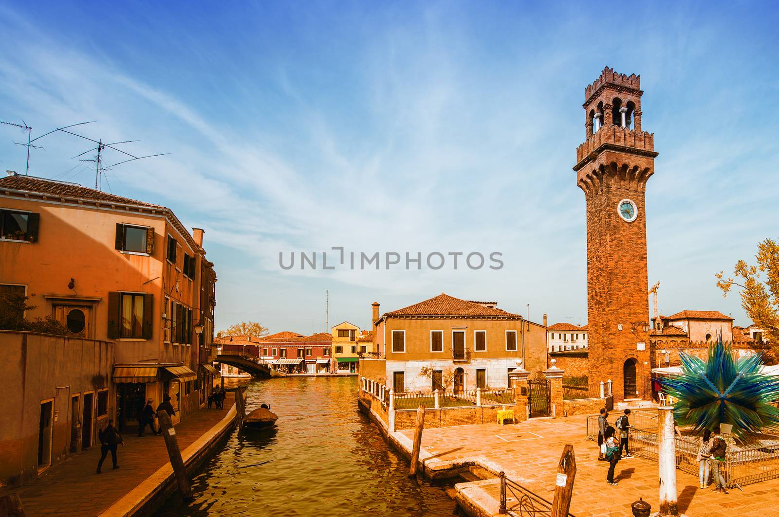 Venice, Italy. Tourists enjoying city landmarks and canals.