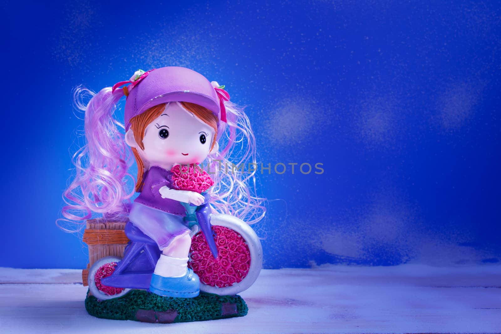 toy and gift with blue background, valentines day  concept