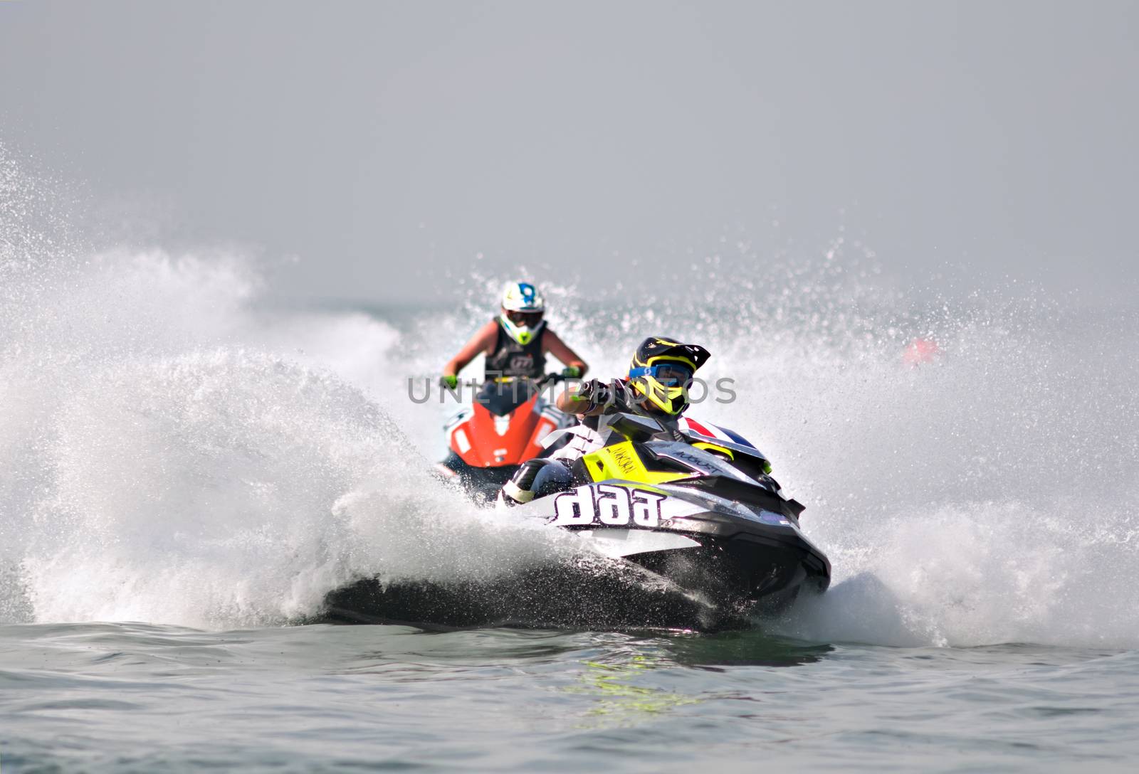 PATTAYA - DECEMBER 6: Nattawut Phisompool from Thailand competing during Thai Airway International Jet Ski World Cup at Jomtien Beach, Pattaya, Thailand on December 6, 2014.