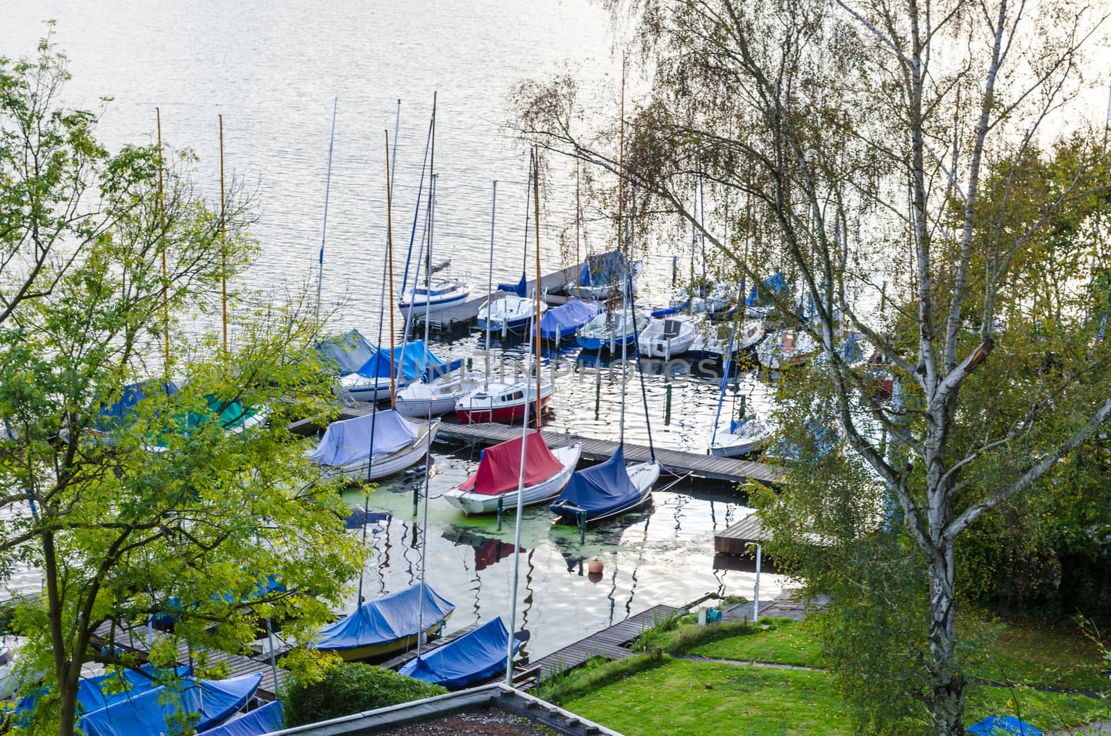 Small marina on a lake in Germany.