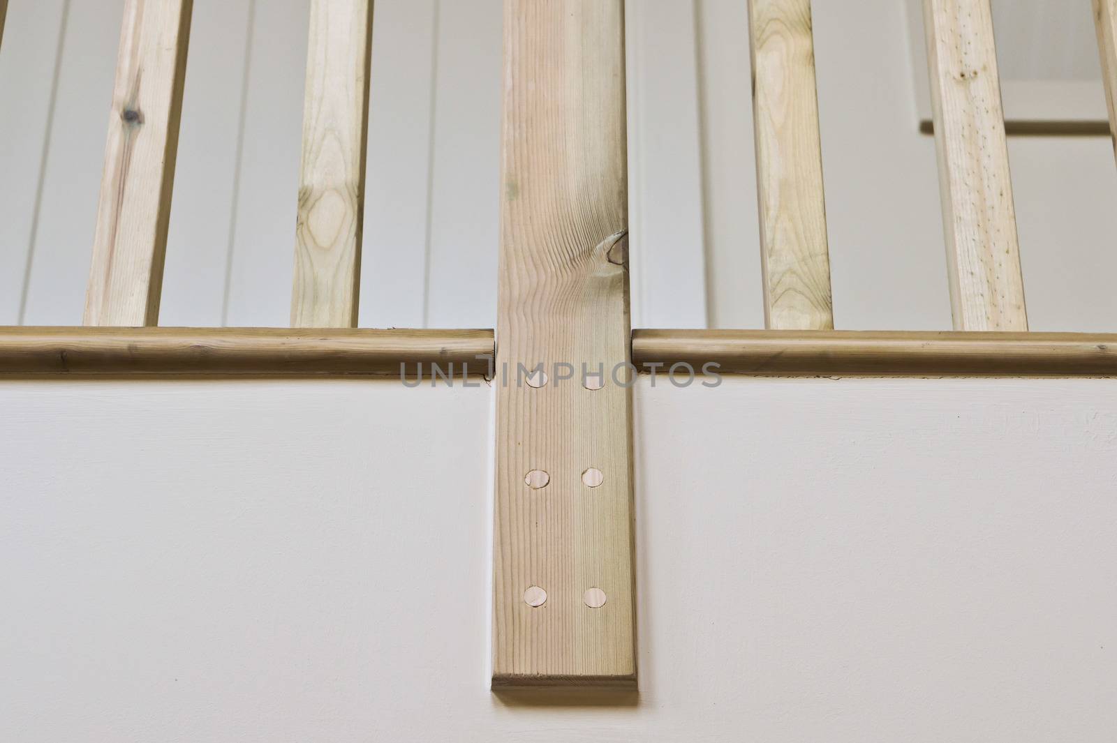Part of a modern wooden bannister