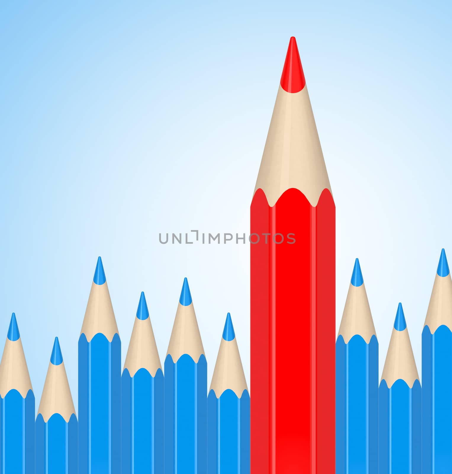 3d generated picture of an outstanding red pencil