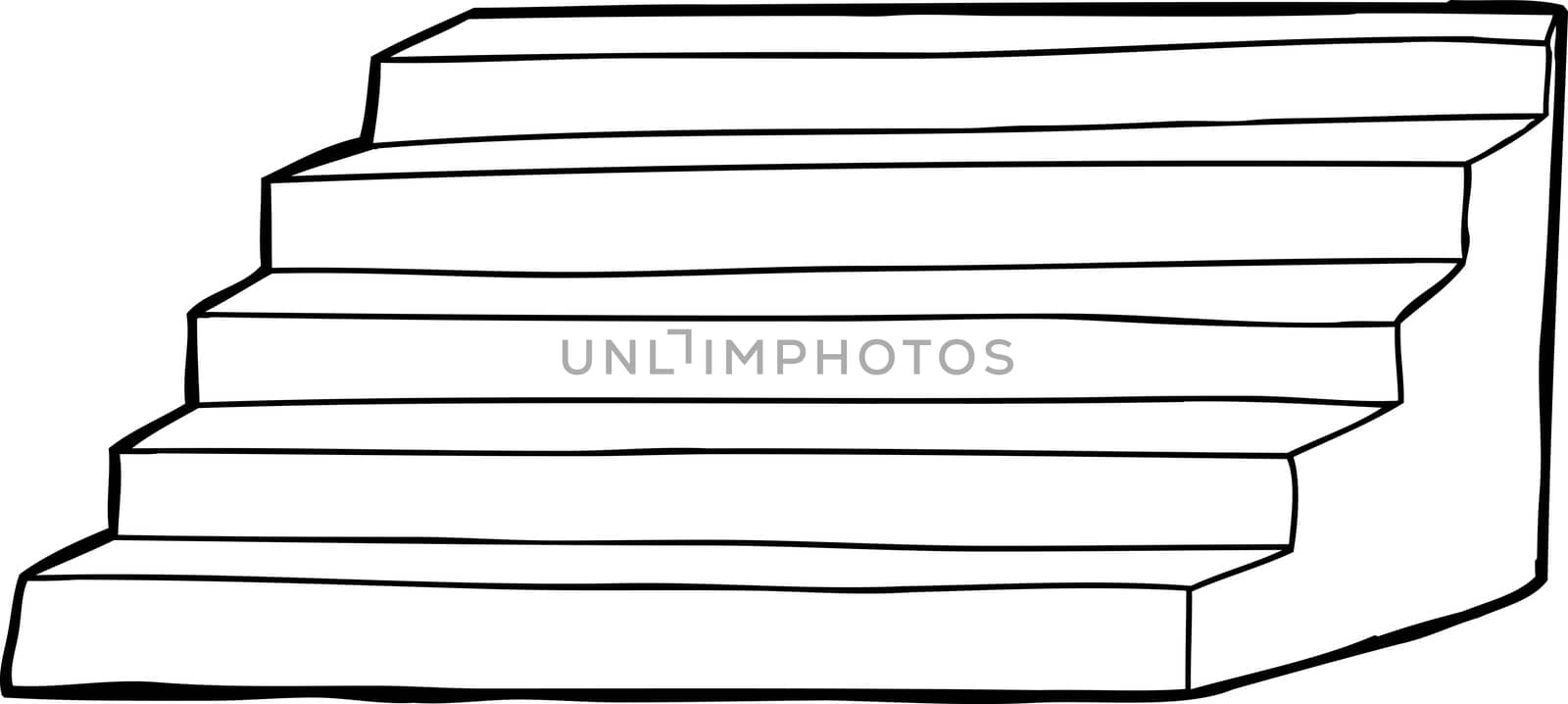Cartoon outline of hand drawn steps over white background