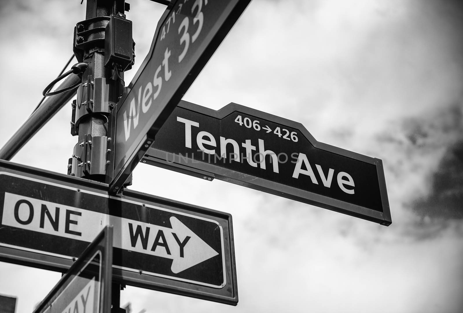 Street sign at the corner of 10th ave and 33rd st, Manhattan by jovannig