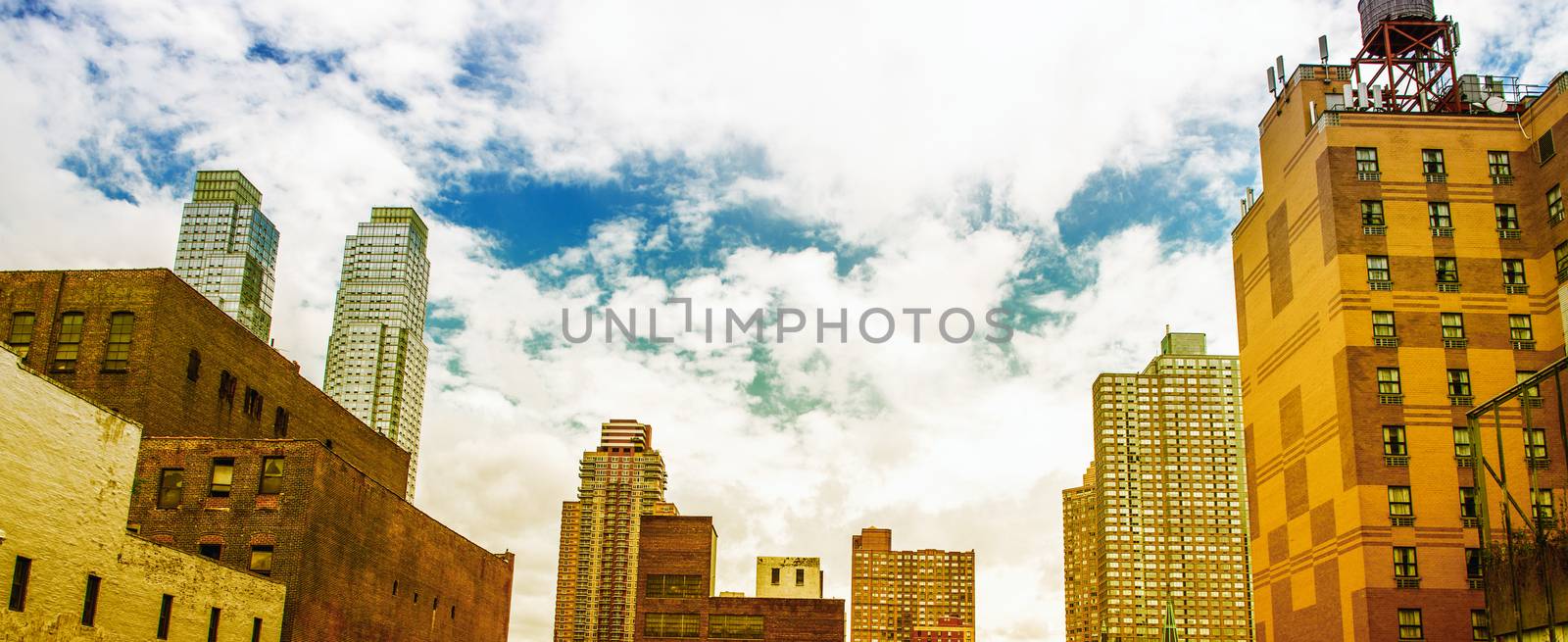 New York - Old and modern buildings.