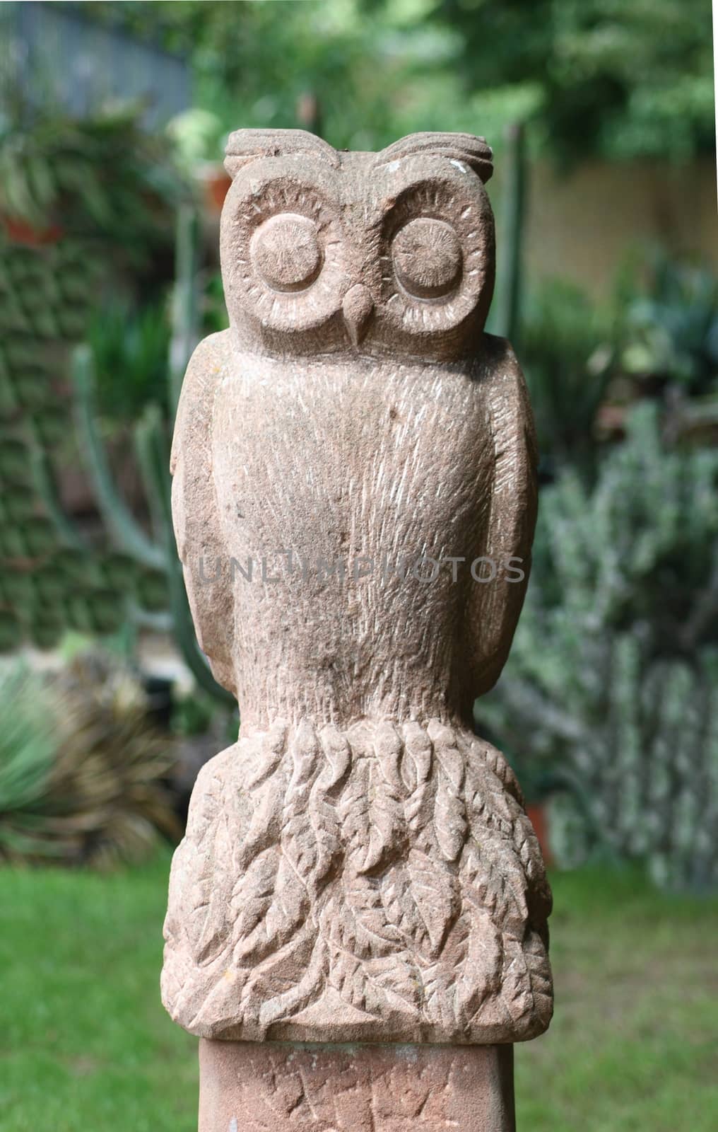 an owl (Bubo bubo) carved out of stone 