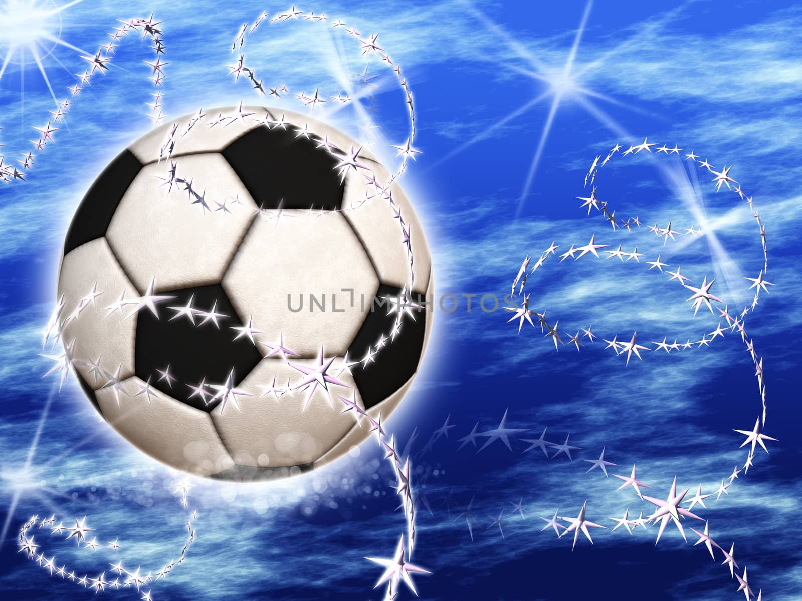 Soccer Ball in the blue starry sky by ankarb