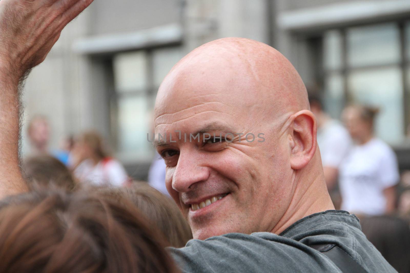 Moscow, Russia - July 18, 2013. Producer Sam Klebanov at the rally in support of Navalny. Thousands of Muscovites went on this day in support of arrested opposition leader Alexei Navalny