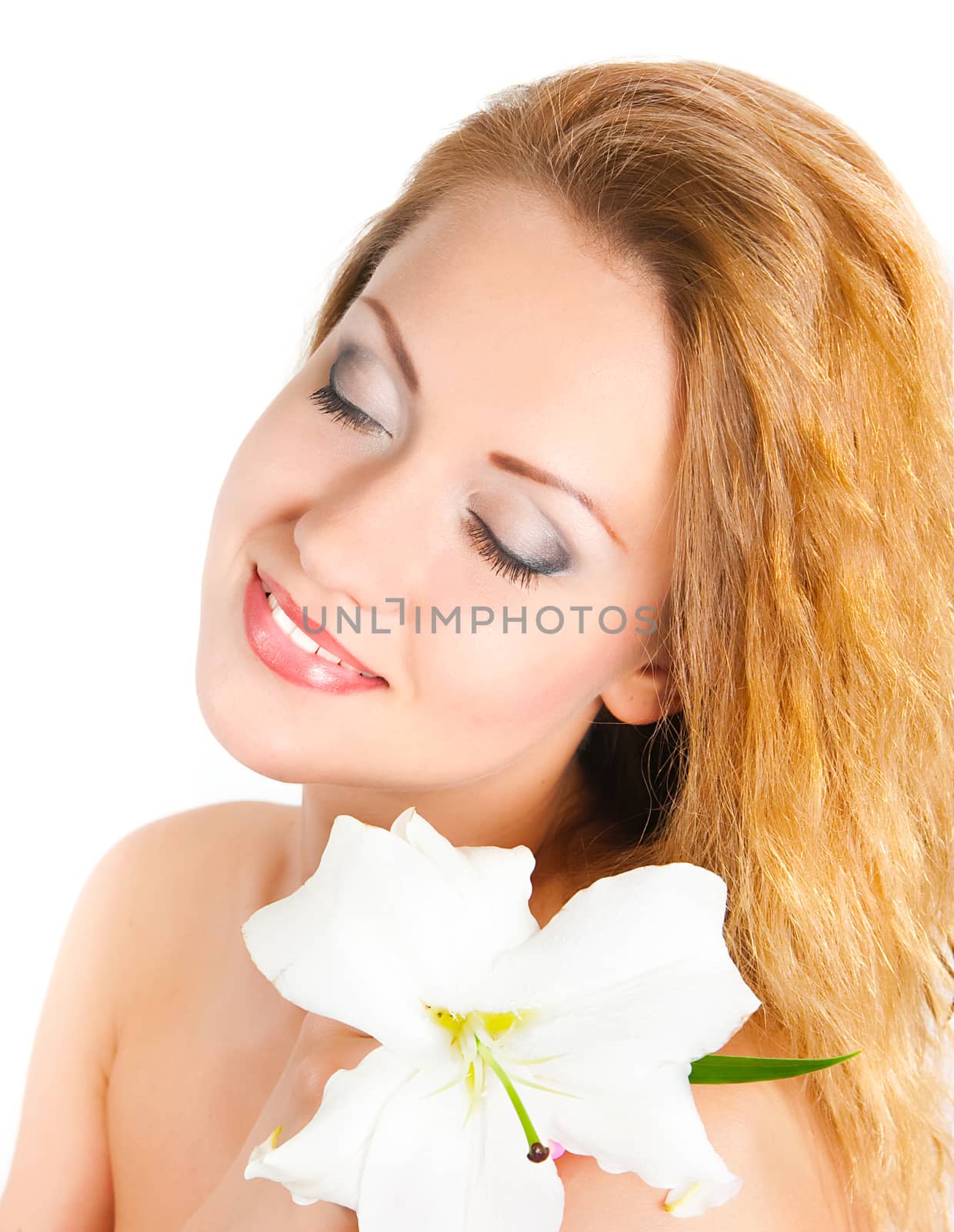 portrait of the girl with a lily flower