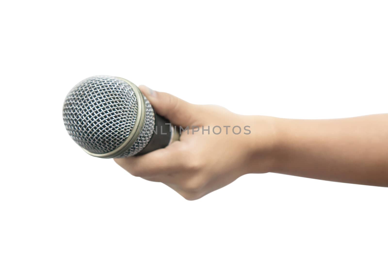 hand with a microphone isolated