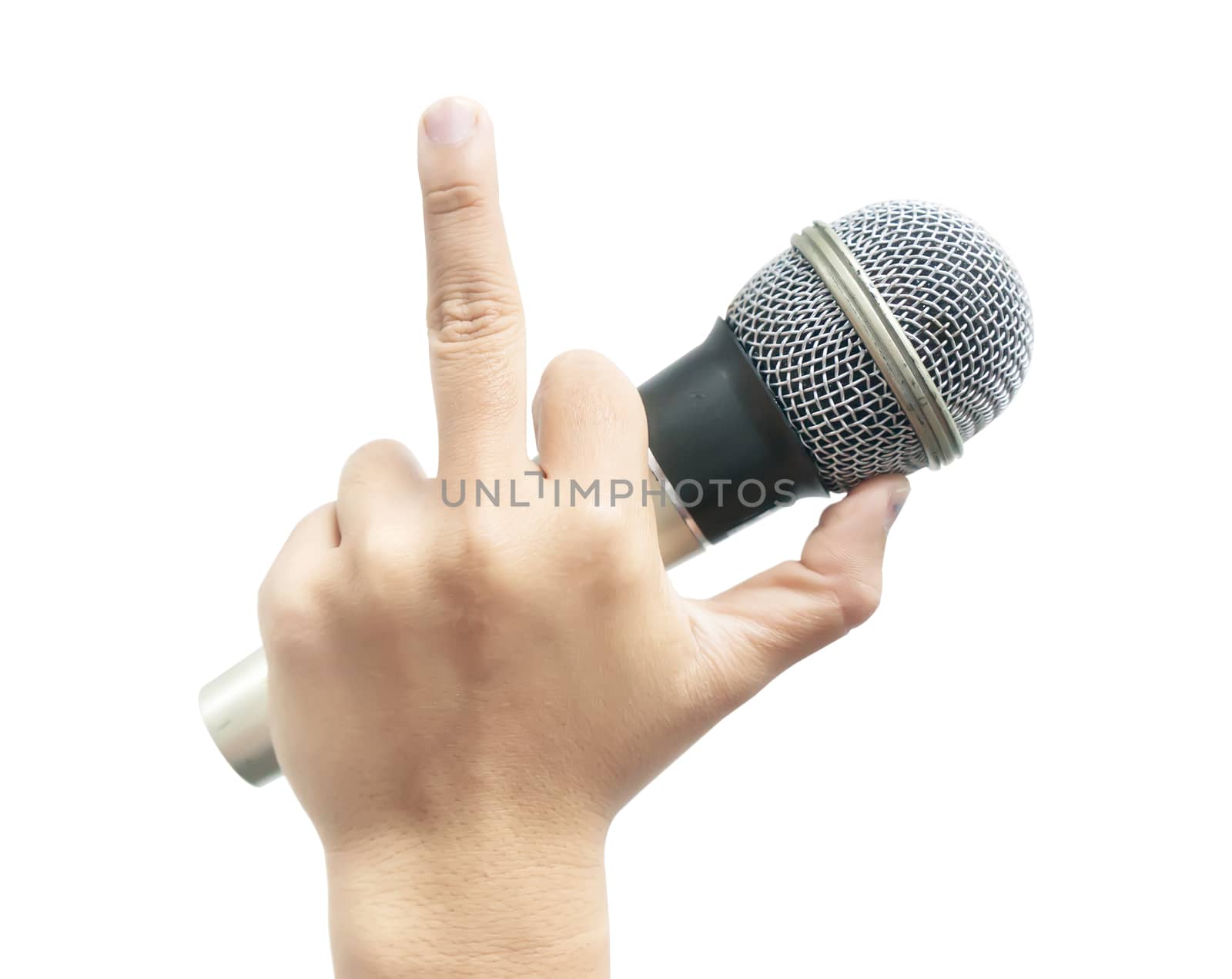 hand with a microphone isolated