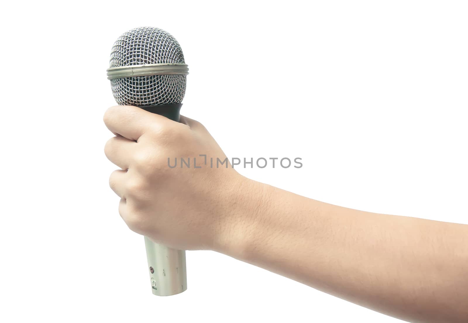 hand with a microphone isolated