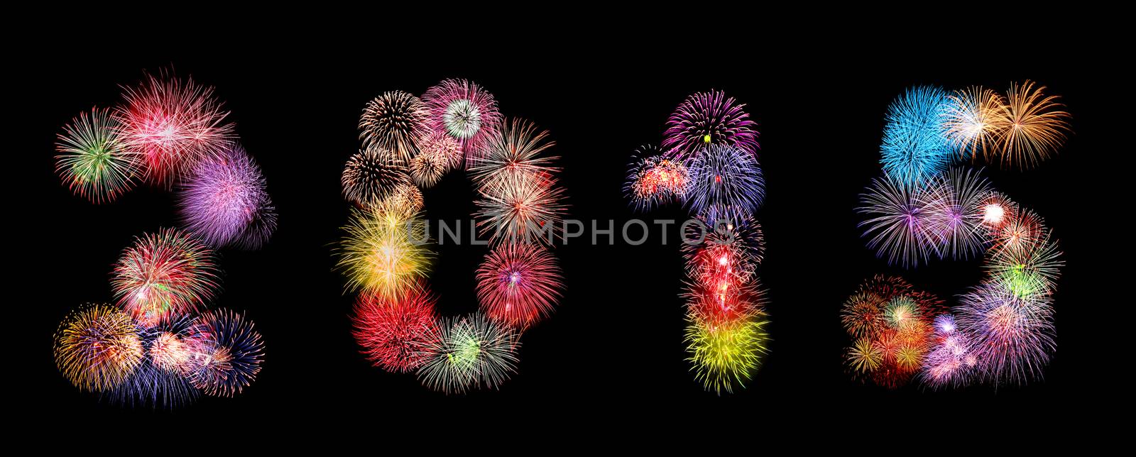 2015 New year firework number on black background