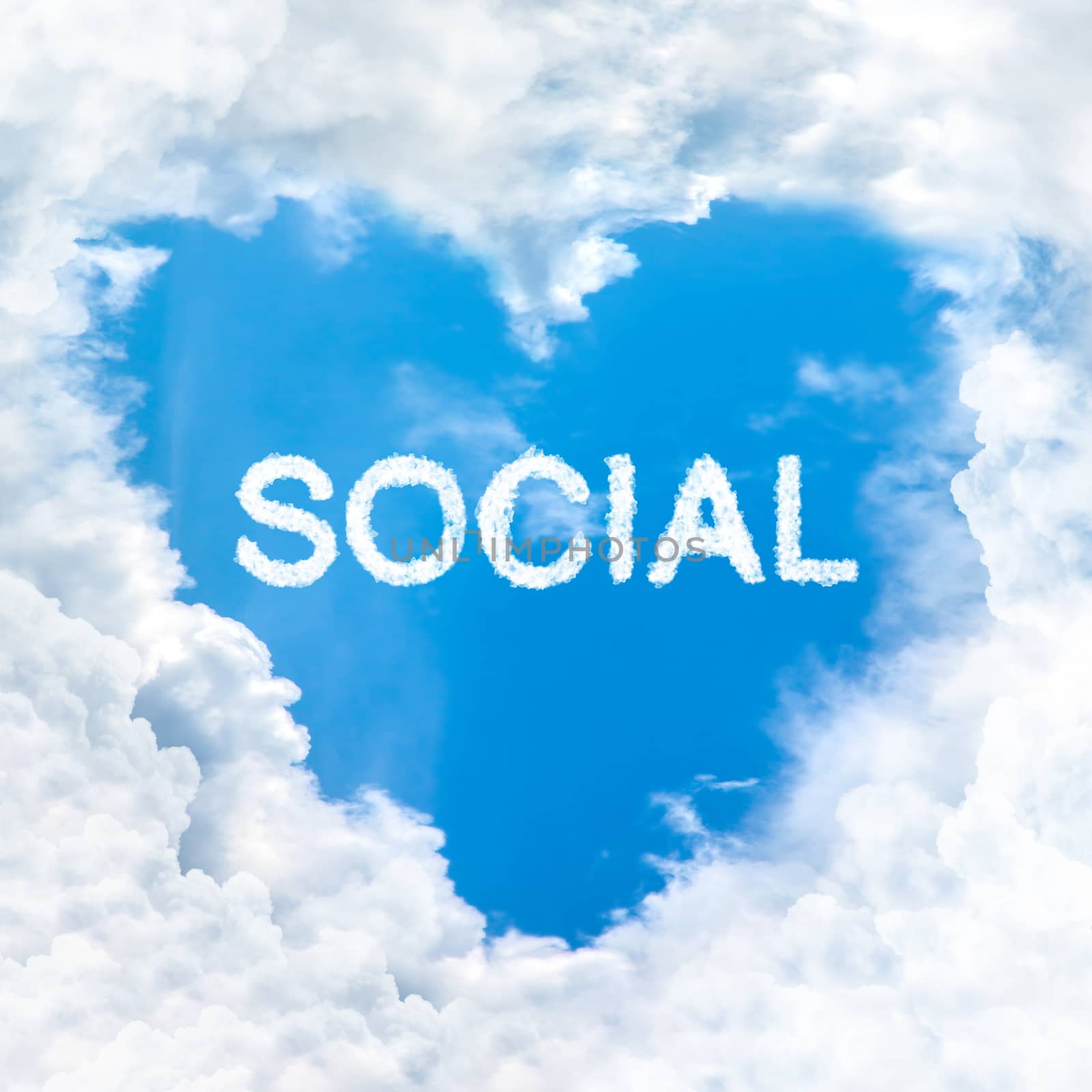 social word cloud gradient blue sky background only