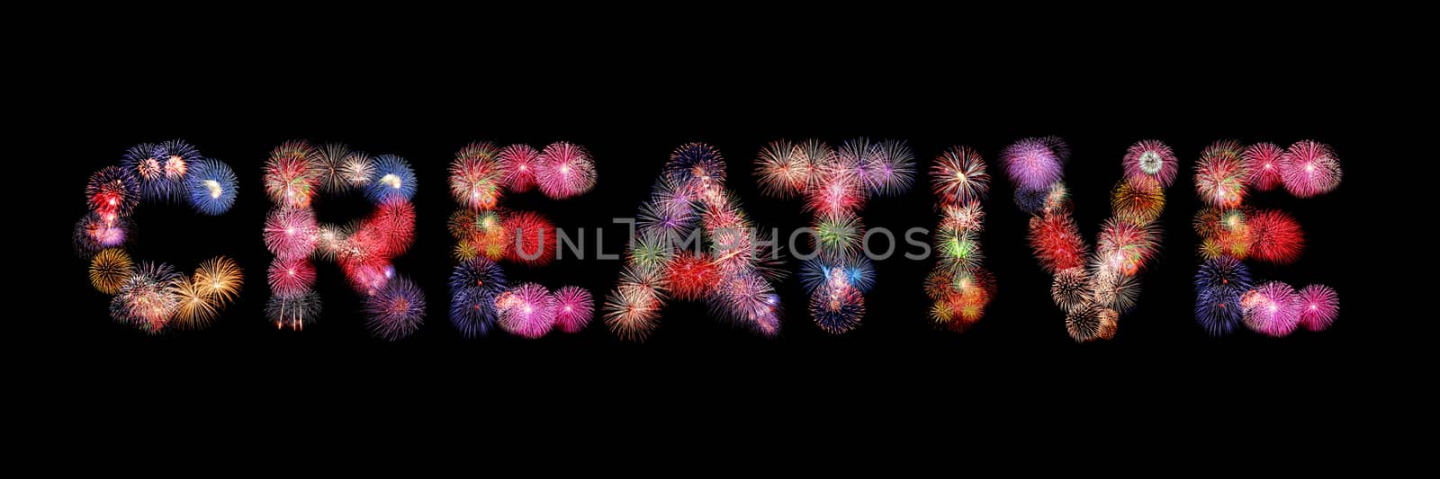 Creative text colorful fireworks by happystock