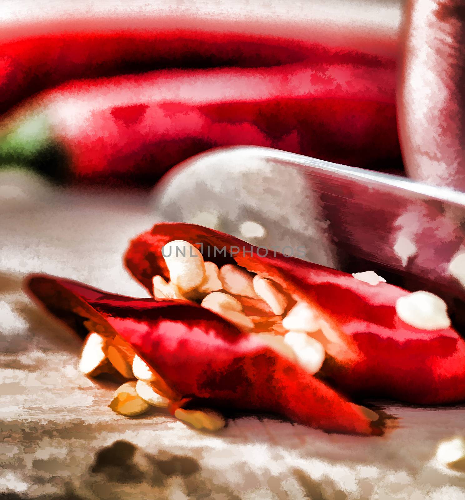 Chopping Chilli Peppers Means Hot Chilly And Spices by stuartmiles