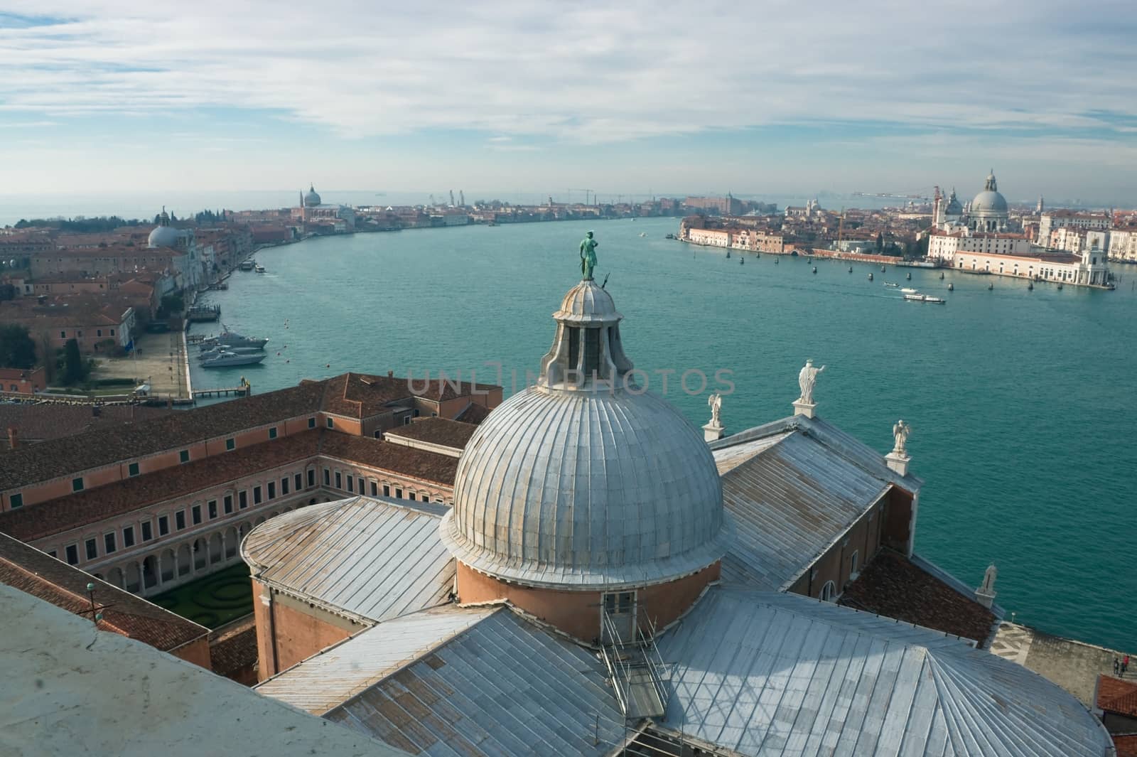 View from the bell tower of San Giorgio in Venice in winter sunny day