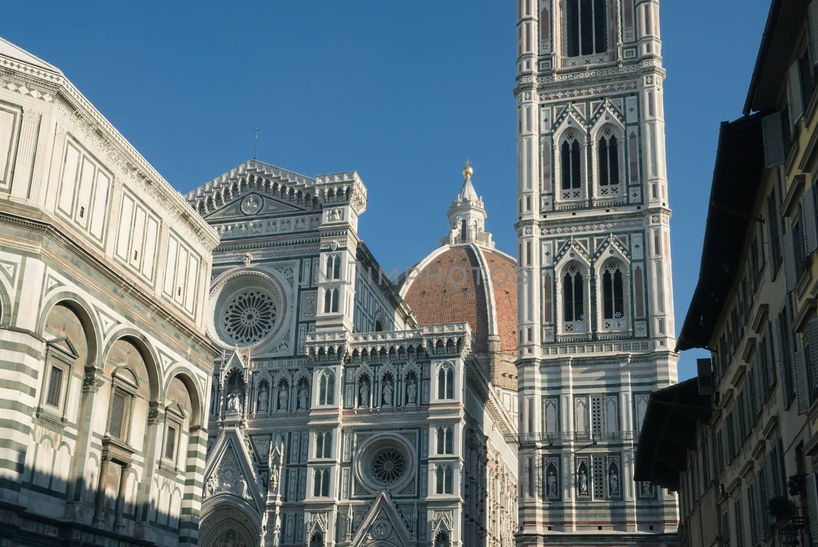 View of the cathedral in Florence on a clear winter day