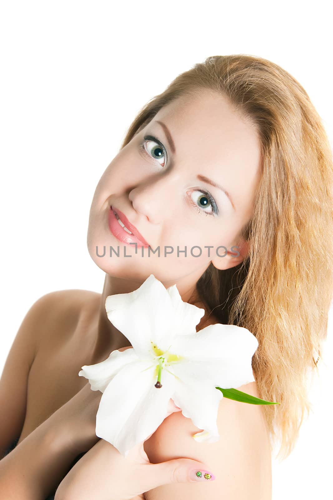 portrait of the girl with a lily flower