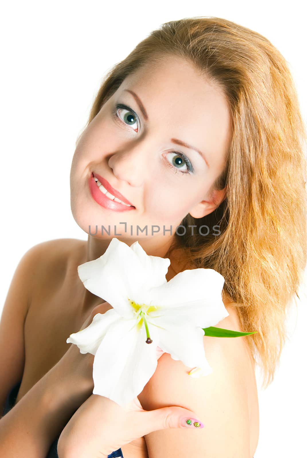 portrait of the girl with a lily flower