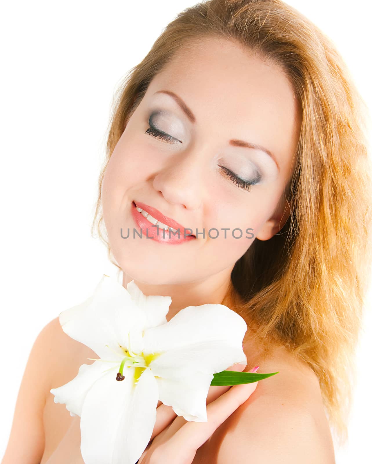 portrait of the girl with a lily flower