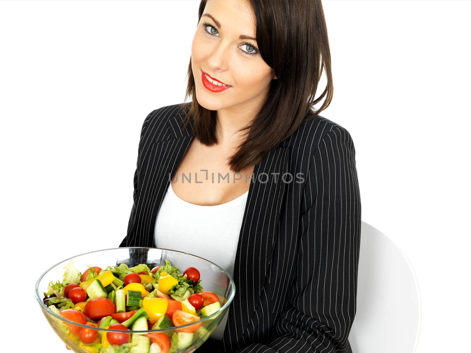 Attractive Young Woman Holding a Bowl of Mixed Salad