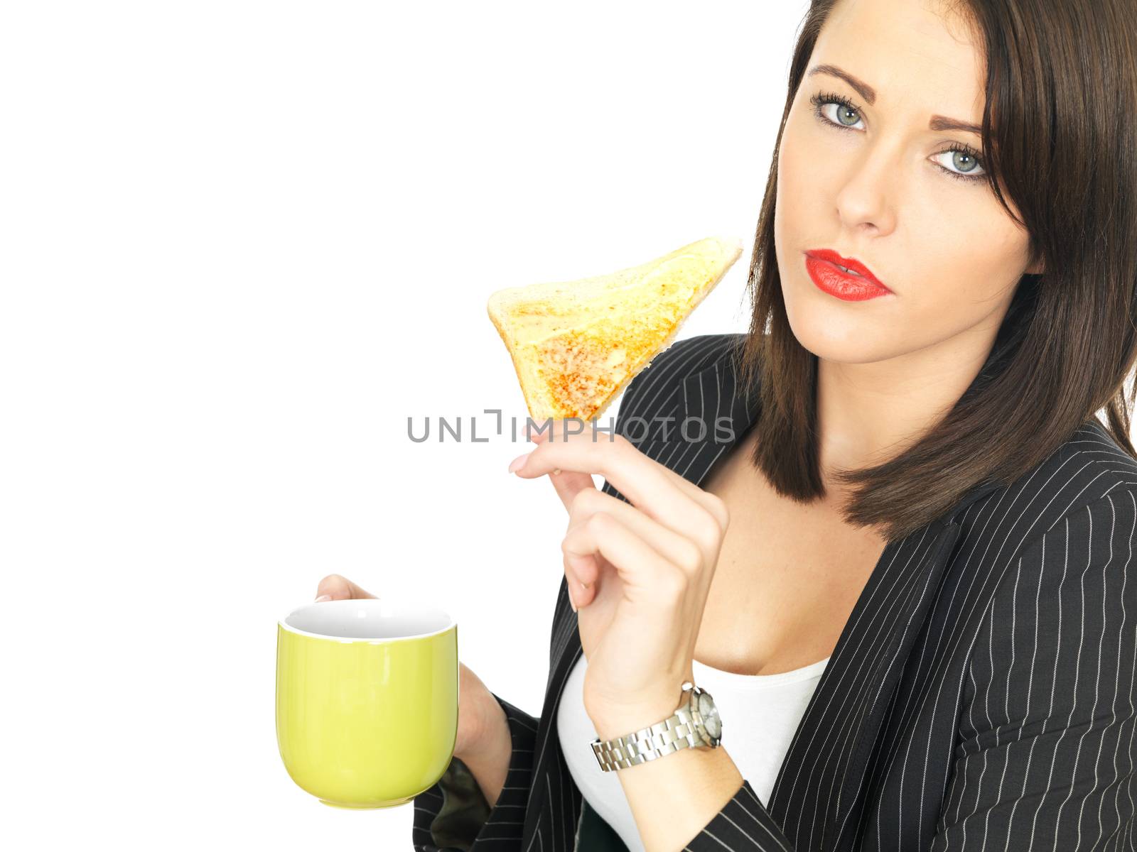 Attractive Business Woman With Coffee and Toast