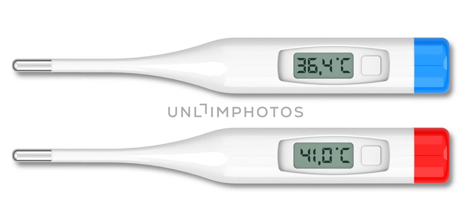 3d generated picture of two thermometers