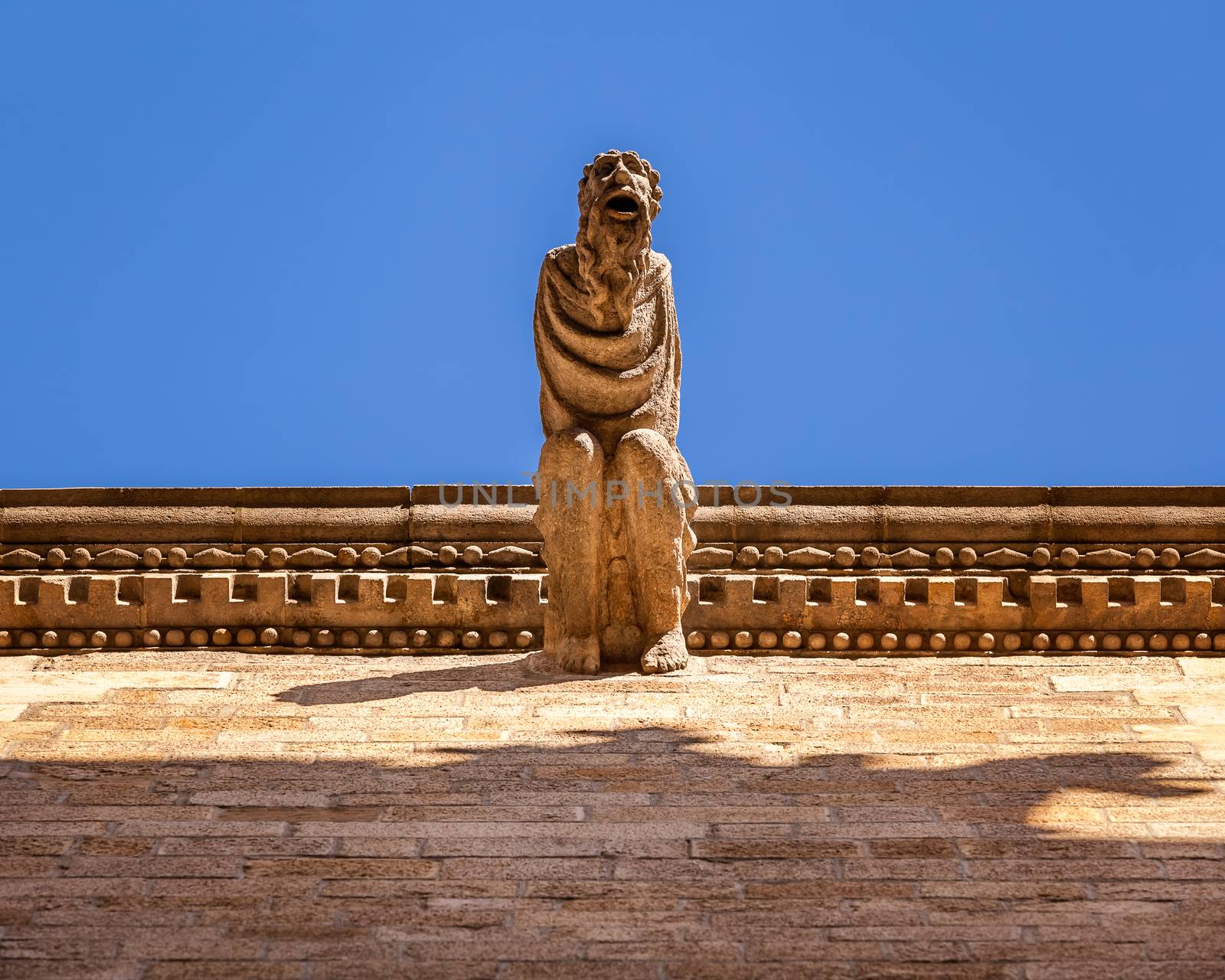 Gargoyle on Reial Major Palace in Barcelona, Catalonia, Spain