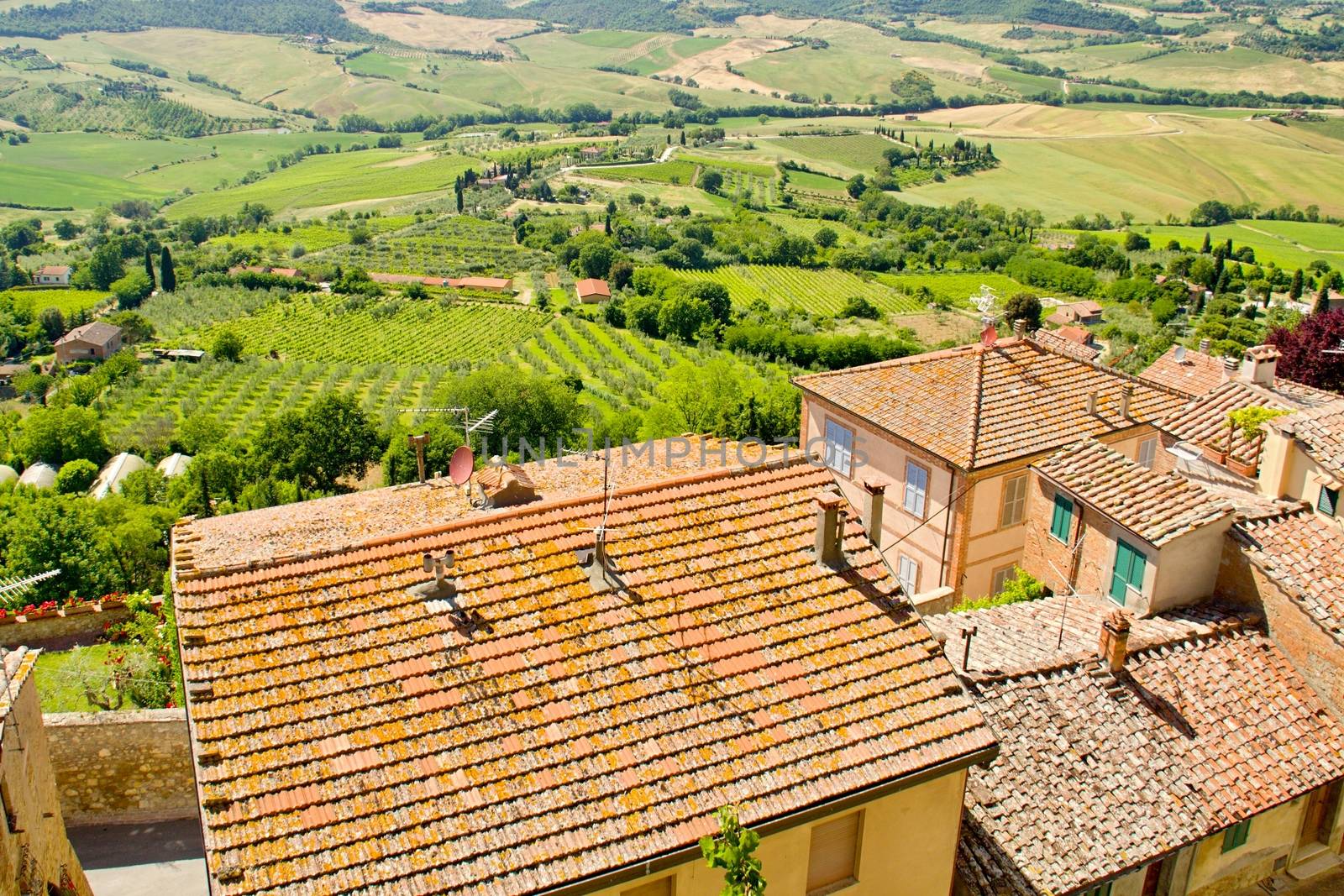 Photo shows a general view of the Tuscany city of Cortona.