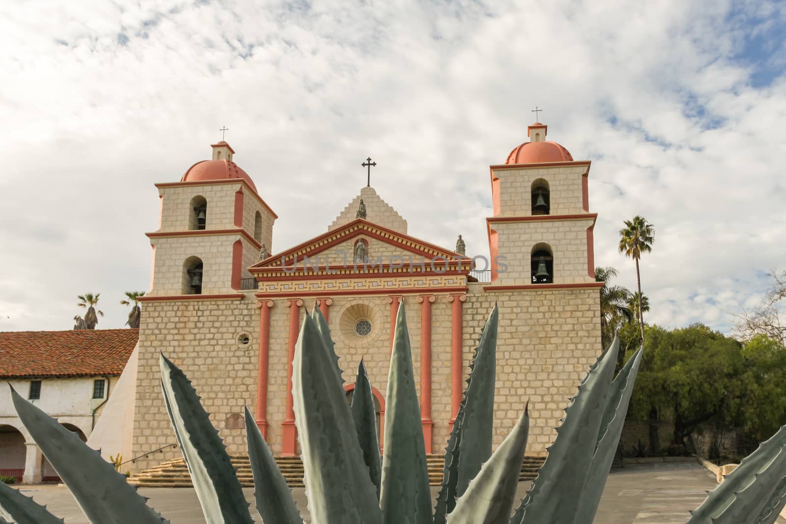 The Spanish historic Santa Barbara Mission in California.