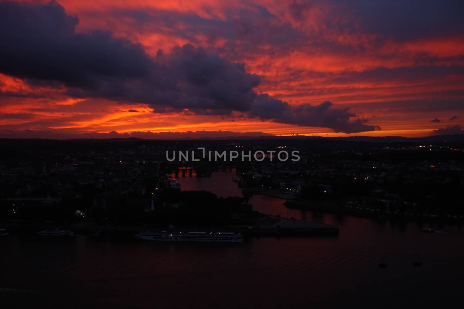 Night sky with red clouds