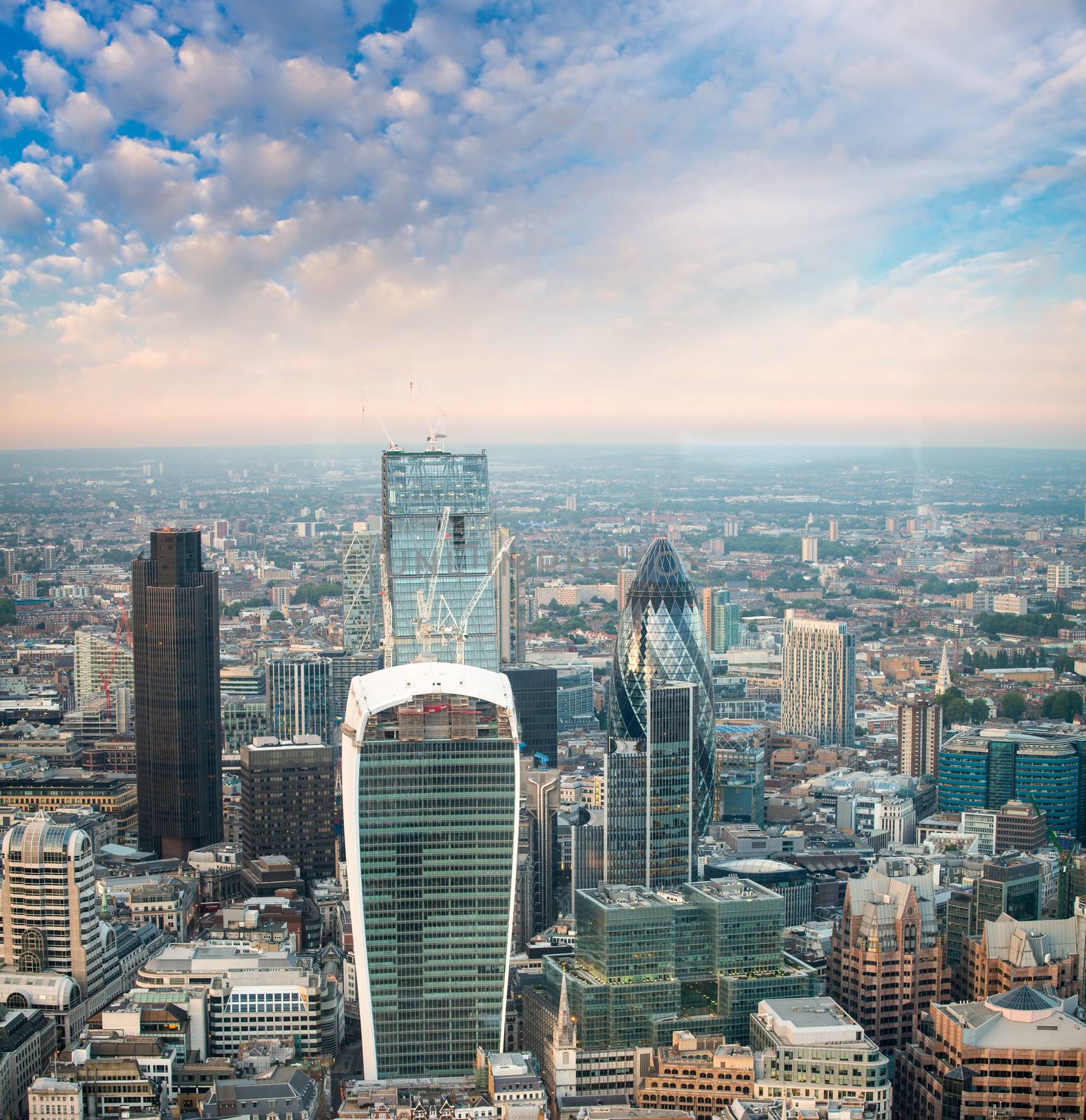 City business center skyscrapers London.