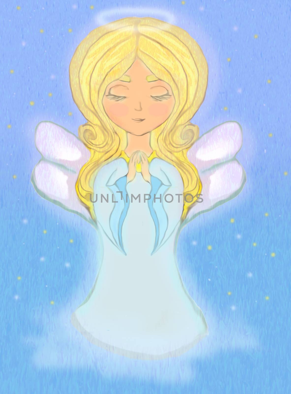 sweet little girl angel Praying