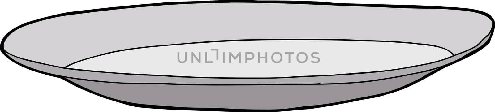 Single hand drawn empty plate over white background