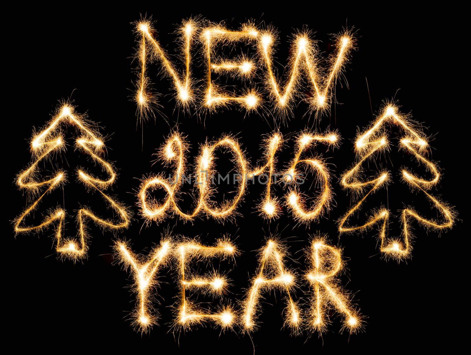 Happy New Year 2015 made of sparkles on black background