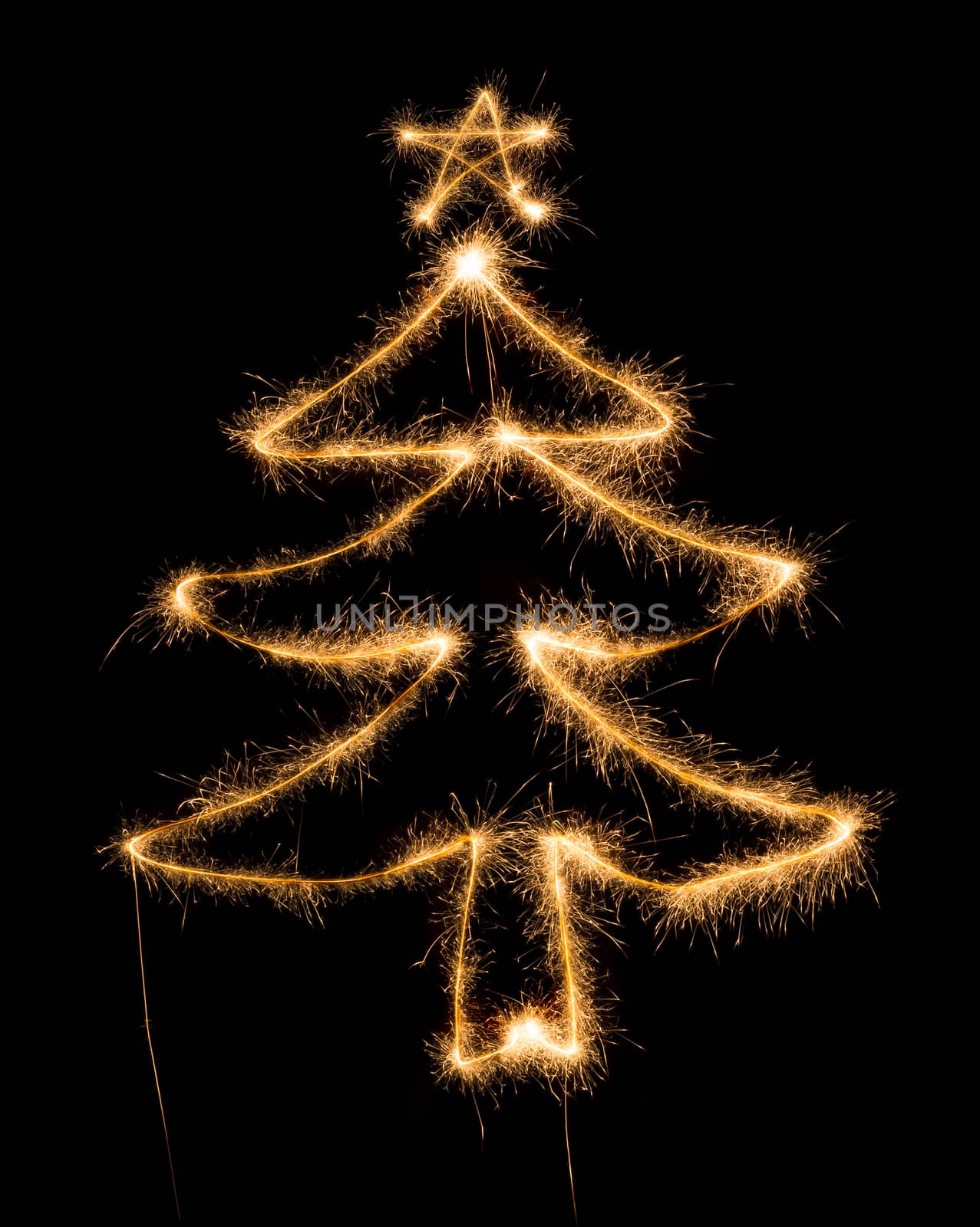 Christmas tree made by sparkler on a black by vlad_star