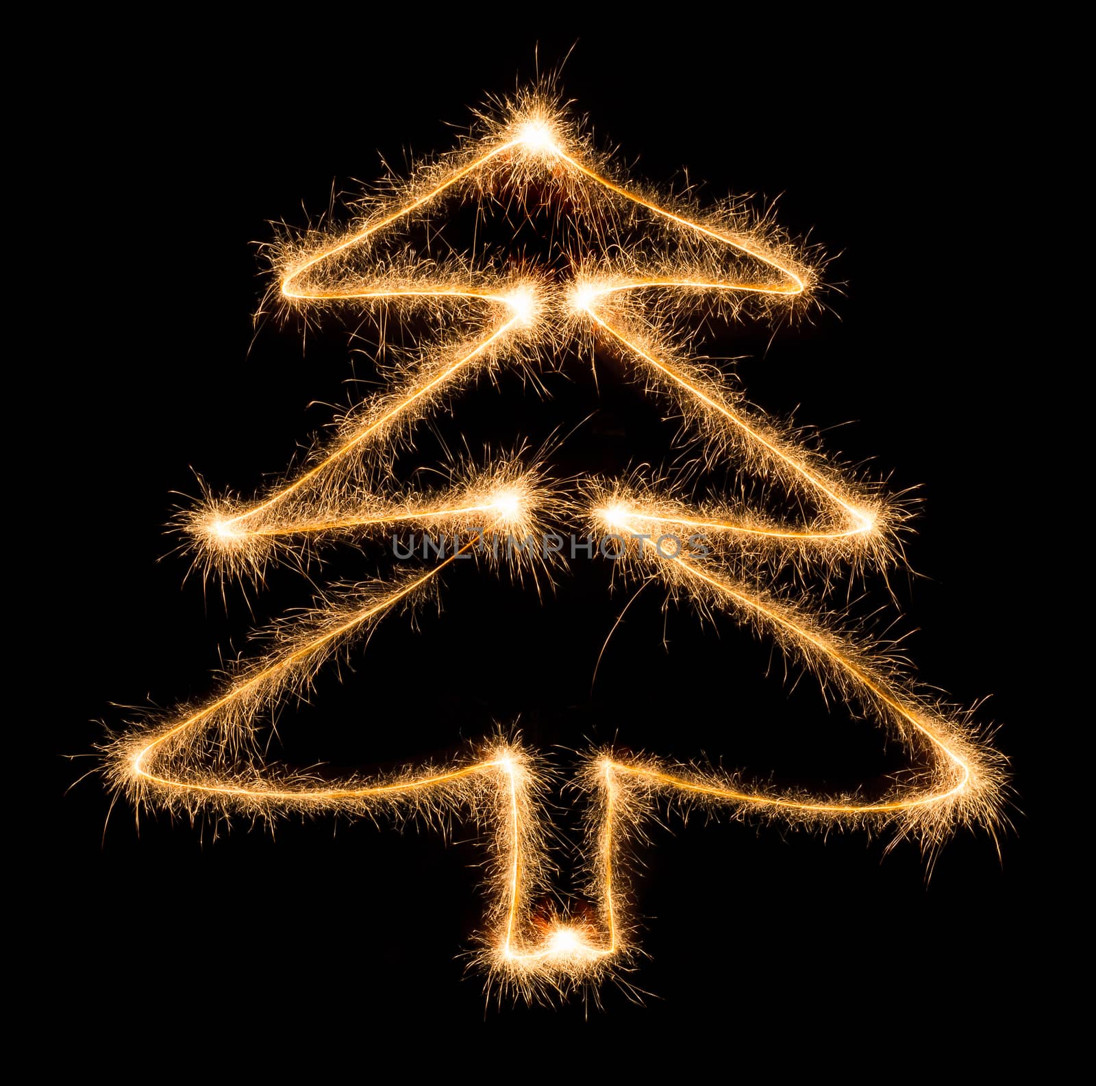 Christmas tree made by sparkler on a black by vlad_star