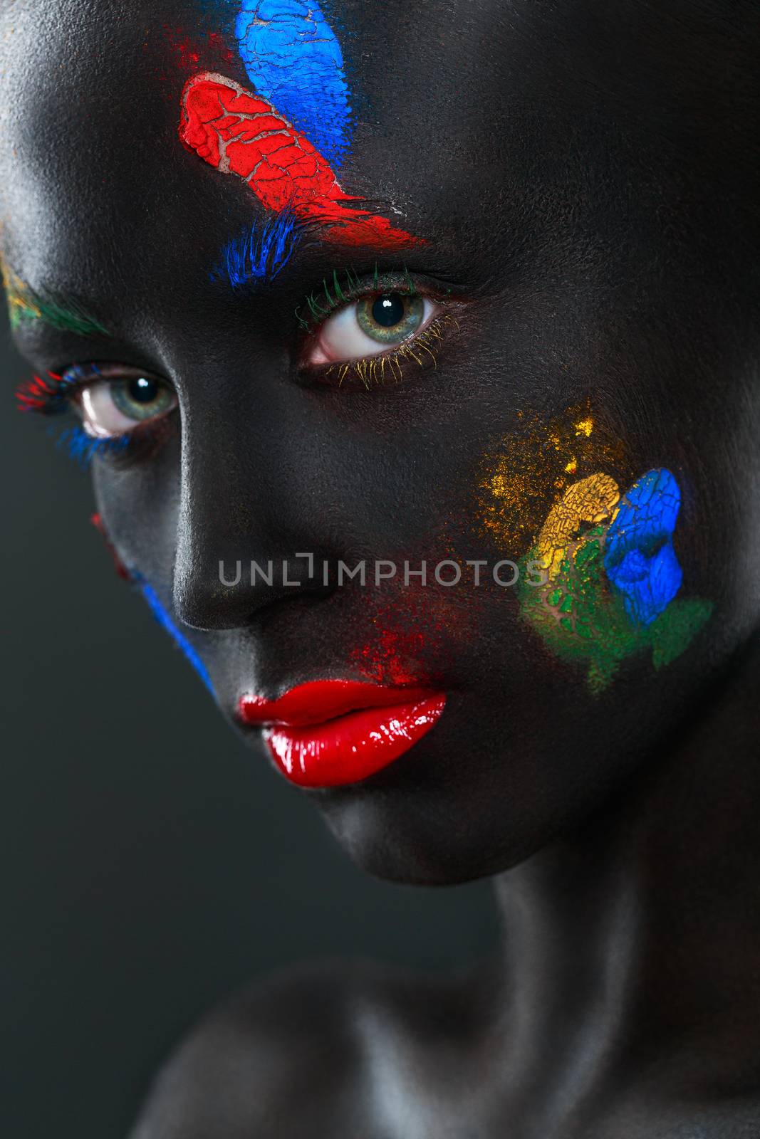 Portrait of a beautiful woman with black face by vlad_star